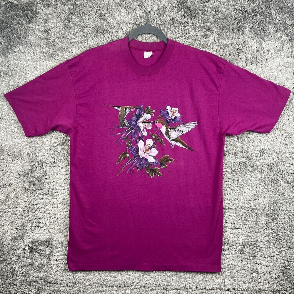 Vintage Hummingbird Shirt XL Airwaves USA 90s Single Stitch Birds Nature